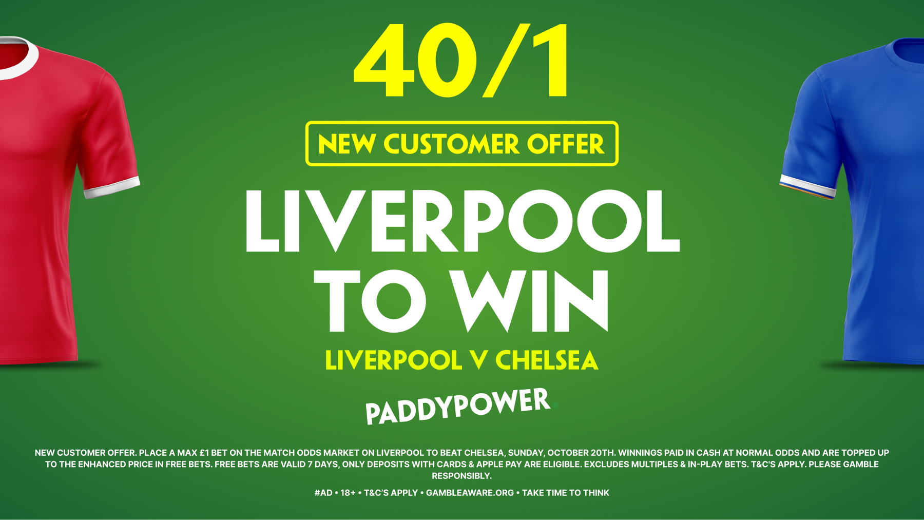 Liverpool vs Chelsea Paddy Power New Customer Signup Offer
